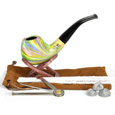 Pulsar Shire Pipes The Sundog | Bent Apple Tapered Stem Rainbow Wood Pipe - Discreet Smoker